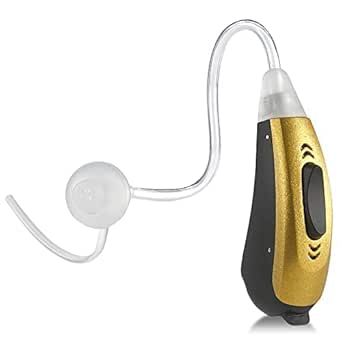 Mini BTE Slim Tube Digital Hearing Amplifier Right Ear 2-Tone Battery Operated Personal Sound Device with 4 Programable Settings - Lightweight & Comfortable for Daily Use for Adult Elderly & Seniors