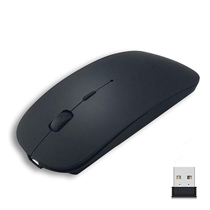 Champhox Wireless Mouse, Champhox 2.4GHz Noiseless 3 Adjustable DPI Level with Nano Receiver Silent Portable Rechargeable Cordless Mute Mice for Computer, Notebook, Mac, Laptop (Black)
