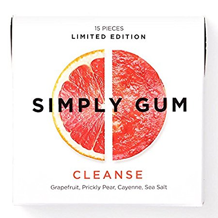 Simply Gum - Cleanse (Grapefruit, Prickly Pear, Cayenne), 6 packs (90 pieces), Natural Vegan Non Gmo Chewing Gum