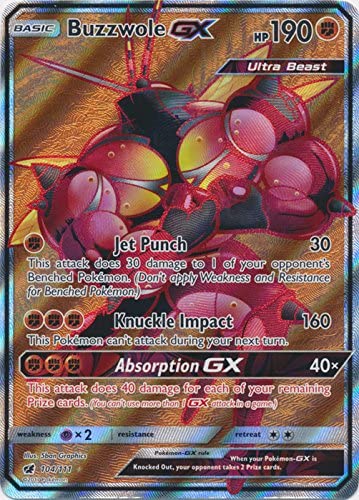 Pokemon Buzzwole-GX - 104/111 - Full Art Ultra Rare - Sun & Moon: Crimson Invasion