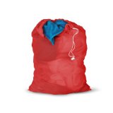 Honey-Can-Do LBG-01162 Mesh Laundry Bag with Drawstring 25-inch L x 36-Inch H Red