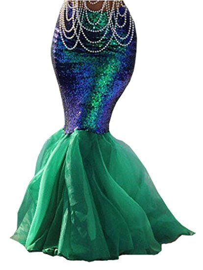 Women Halloween Costume Cosplay Mermaid Fancy Dress Skirt