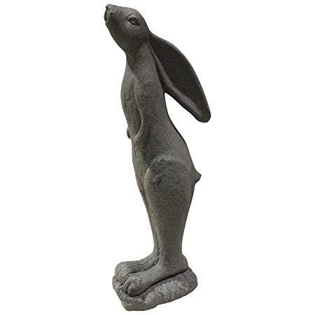 Emsco Group Whimsical Rabbit Statue – Natural Granite Appearance – Made of Resin – Lightweight – 29” Height