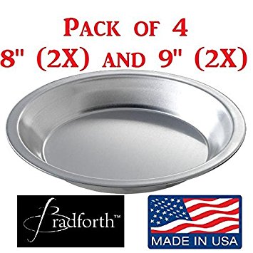(Set of 4) Bradforth Aluminum Pie Pan, (2x) 9" , and (2x) 8"