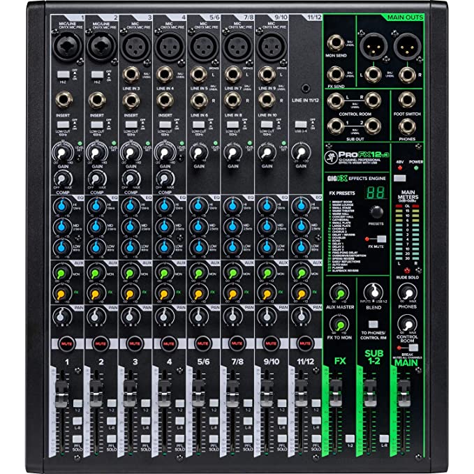 Mackie ProFXv3 Series, 12-Channel Professional Effects Mixer with USB, Onyx Mic Preamps and GigFX effects engine - (ProFX12v3)