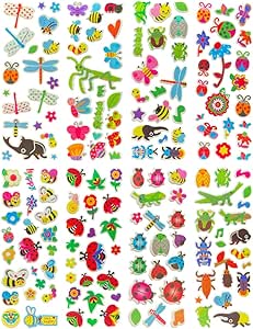 3D Puffy Stickers for Kids, 8 Different Sheets Including Insects Sticker for Boys and Girls