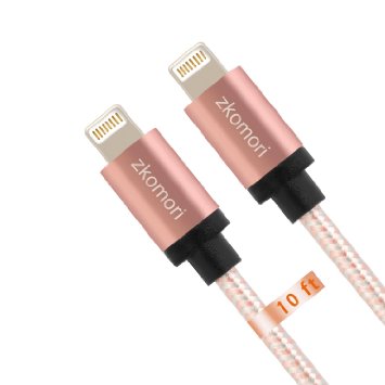 Zkomori iPhone Lightning to USB Cable 2Pack 10ft Nylon Braided Cord for iPhone SE/5/6/6s/Plus/iPad Mini/Air/Pro