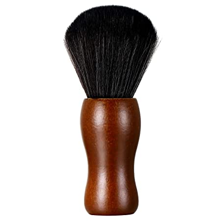 Vtrem Barber Brush Neck Duster Professional Large Cleaning Hairbrush Ultra Soft Salon Shaving Brush with Wooden Handle for Face and Neck, Brown