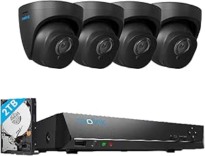 REOLINK Security Camera Outdoor, IP PoE Dome/Bullet Surveillance Camera, Smart Human/Vehicle Detection, 5MP HD IR Night Vision, 4xRLC-520A (Black) Bundle 1x8ch Reolink NVR(2TB HDD)