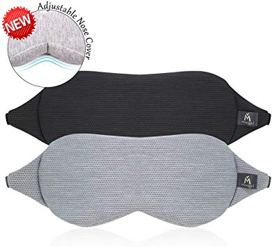 Mavogel Sleeping Mask - Nose Wing Design Sleep Eye Mask Blocking Out Light Perfectly for Travelling/Shift Work/Nap/Women/Men, Blindfold, Breathable Mesh Fiber, Pack of 2 (Grey/Black)