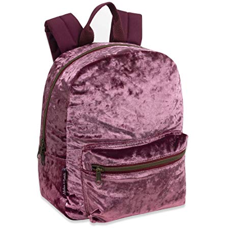 Madison & Dakota Girls Crushed Velvet Mini Pink Backpack
