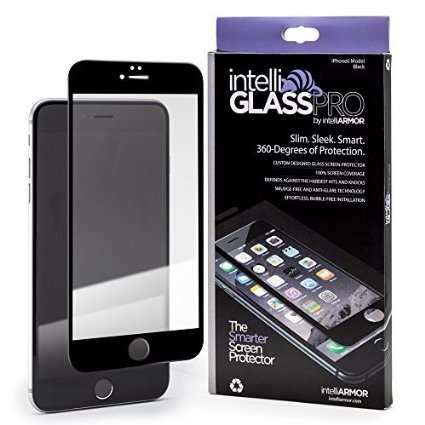 iPhone 6/6S intelliGLASS PRO EDGE-TO-EDGE (Black) - The Smarter Glass Screen Protector by intelliARMOR To Guard Against Scratches and Drops. Ultra HD Clear, Max Touchscreen Accuracy.