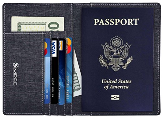 Simpac Fabric Passport Holder Wallet Cover Case RFID Blocking Travel Wallet