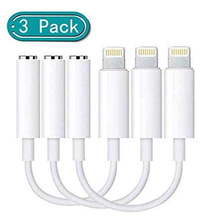 Ergonflow iPhone Headphone Adapter (3 Pack),Compatible with iPhone 7/7Plus /8/8Plus /X/Xs/Xs Max/XR Adapter Headphone Jack, 3.5 mm Headphone Adapter Jack Compatible with iOS 12