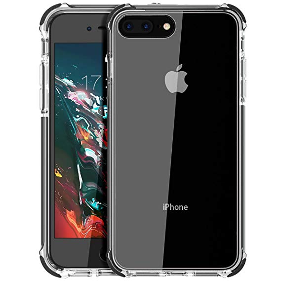 MATEPROX iPhone 8 Plus Case iPhone 7 Plus Case Clear Shield Heavy Duty Anti-Yellow Anti-Scratch Shockproof Cover Compatible with iPhone 8p/7p Black
