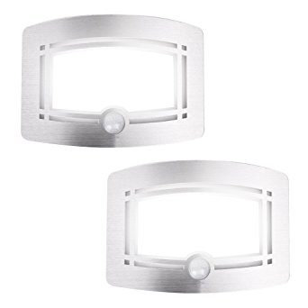 [2 PACK]OxyLED T-03 Luxury Aluminum Stick Anywhere Bright Motion Sensor Activated LED Wall Sconce Night Light, Auto On/Off for Hallway, Pathway, Staircase, Garden, Wall, Drive Way