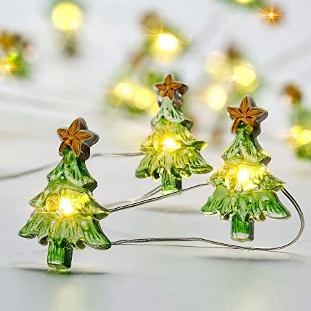 10ft 30 Christmas Tree LED String Lights Battery Powered with 8 Flicker Modes, Remote and Timer for Christmas, Winter, Wedding, Birthday Parties, DIY Home Mantel Decoration (Christmas Tree)