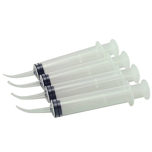 Finlon 4pcs Disposable Dental Irrigation Syringe With Curved Tip 12CC