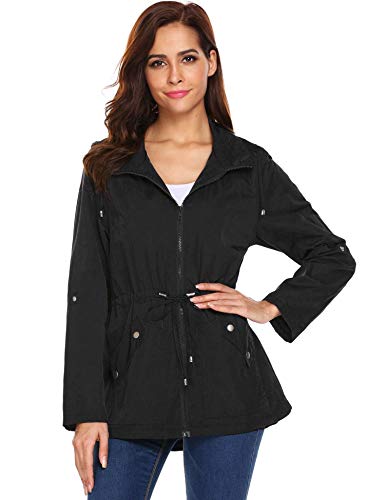 Beyove Women's Waterproof Rain Jacket Lightweight Detachable Hood Outdoor Windproof Anorak Rain Coat