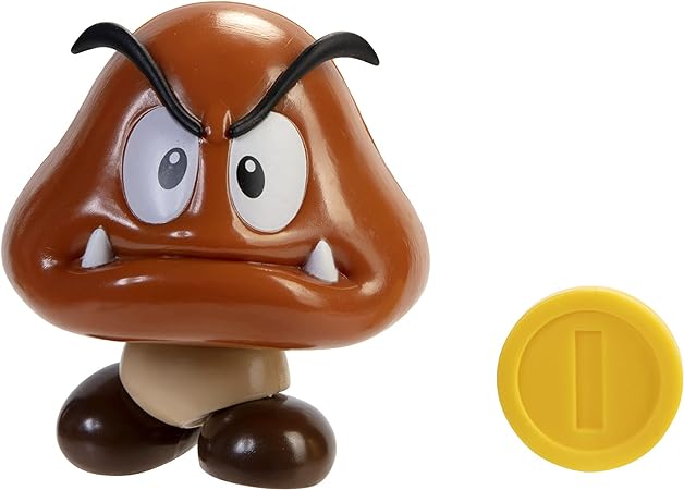 SUPER MARIO Action Figure 4 Inch Goomba Collectible Toy with Coin Accessory