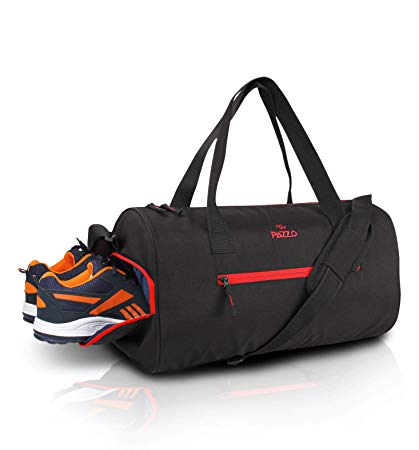 Pazzo Burst Gym Bag with Shoe Compartment 18.5inch (Black and Red)