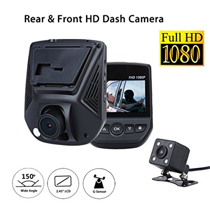 Blueskysea A305D 1080P Dual Lens Car Dash Camera 150° Wide Car Video Recorder G Sensor Motion Detection