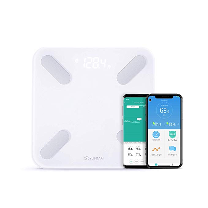Yunmai X (Compact) - Smart Scale 2ND GEN for 2020 | Compact Size Bluetooth Body Fat and BMI Scale. Rechargeable with Free App