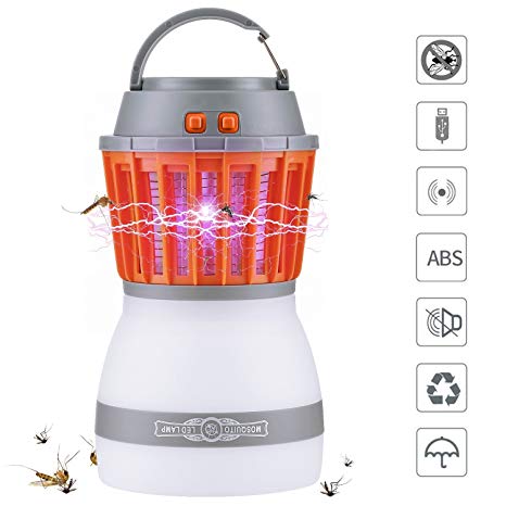 BANTER Bug Zapper& Camping Lantern-2 In 1 LED Lamp & Mosquito Zapper Repellent| Waterproof,Compact, 2200mAh USB Portable| For Indoor & Outdoors, Home & Traveling (Orange)