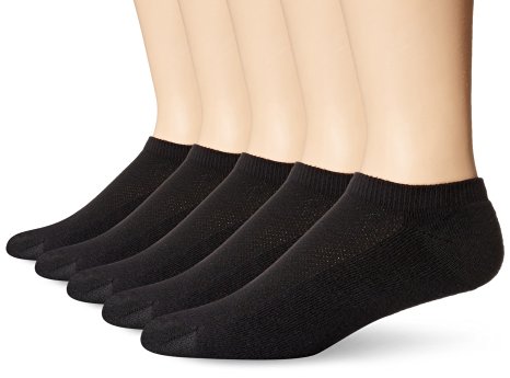 Hanes Men's 5-Pack Ultimate X-Temp No-Show Socks, Black, 10-13 (Shoe Size 6-12)