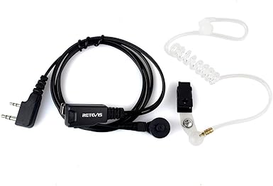 Retevis Acoustic Tube Earpiece for Walkie Talkies, Earpiece with Long Wire, Compatible RT22 RT21 H-777 RT68 RT15 RT27 Baofeng UV-5R Walkie-Talkie, Two Way Radio Headset with Mic(1 Pack)