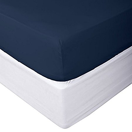 Clara Clark Premier 1800 Collection Single Fitted Sheet, Full (Double), Navy Blue