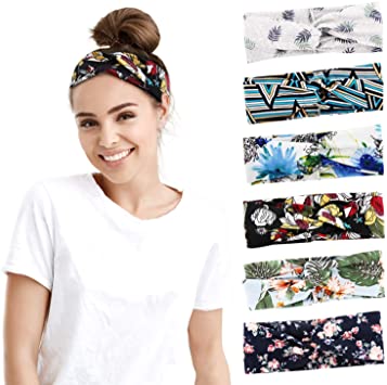 MoKo Spa Headband for Women Non Slip, Athletic Boho Cute Floral Cross Headband for Washing Face Makeup Runner Yoga Gym Sport Running Workout