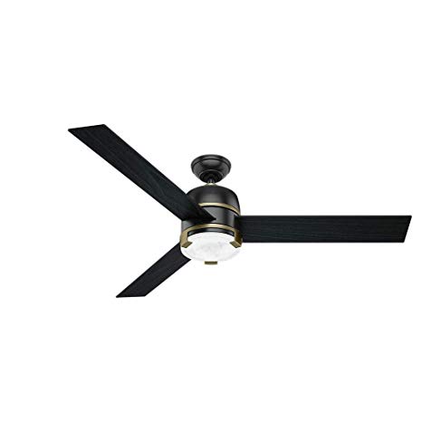 Hunter Indoor Ceiling Fan with LED Light and remote control - Bureau 60 inch, Black, 59290