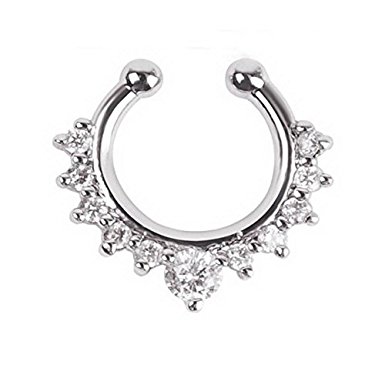 1Pc Fake Septum Clicker Nose Ring Non Piercing Hanger Clip On Jewelry