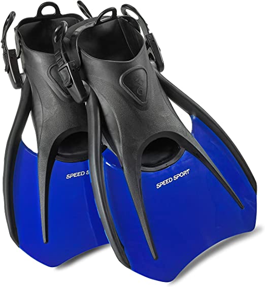 Phantom Aquatics Snorkel Fins, Swim Fins Travel Size Short Adjustable for Snorkeling Diving Adult Men Women Kids Open Heel Swimming Flippers   Net Carry Bag