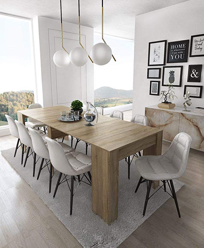 Home Innovation- Extendable console, dining modern table up to 237 cm, Light Oak Color. Multifunction. Rectangular with extensions. Dimensions closed: 90x50x78 cm .