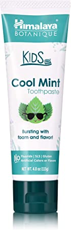 Himalaya Botanique Kids Cool Mint Toothpaste, 4oz, Natural, Fluoride Free & SLS Free (1 Pack)