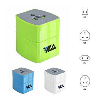VLG Travel Power International Plug Adapter - Universal Worldwide Kit - Compact, Sturdy, Sleek and Easy-to-use (Spring Green)
