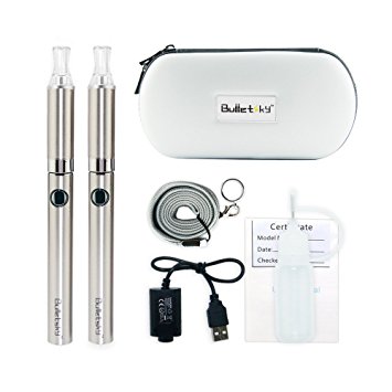Bulletsky EVOD MT3 Starter Kit Twin Vape Pen with EVOD Tank EVOD Clearomizer 1100mAh Rechargeable Ego Battery | Free Nicotine and E Liquid Juice | Stainless Steel