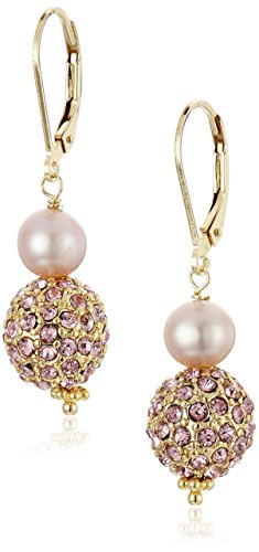 Pink Fireball and Pink Freshwater Cultured Pearl Snowman Earrings