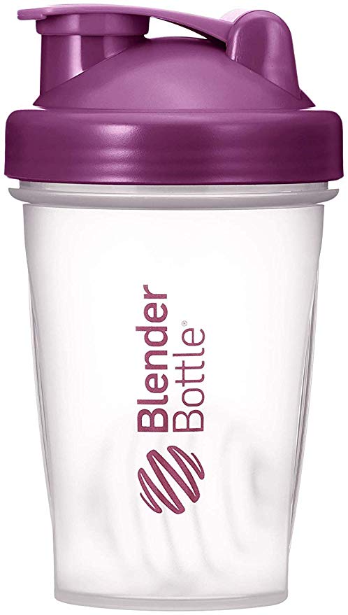 BlenderBottle Classic Loop Top Shaker Bottle, 20-Ounce (Clear| Plum lid)