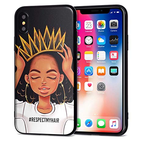 iPhone XR Case African American Afro Girls Women Slim Fit Shockproof Bumper Cheap Cell Phone Accessories Thin Soft Black TPU Protective Apple iPhone XR Cases (09)