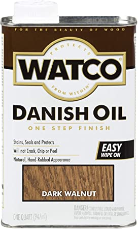 Watco 242220 Danish Oil Wood Finish, Low VOC, Quart, Dark Walnut