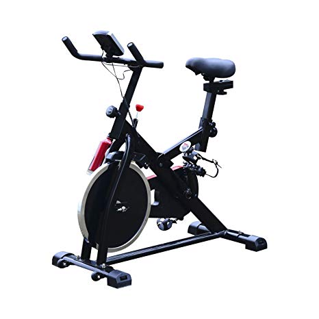 HOMCOM Exercise Bike Sports Cardio Weight Loss Fitness Bicycle Trainer Resistance Aerobic Cycling Workout LCD Adjustable Handle Bars & Seat