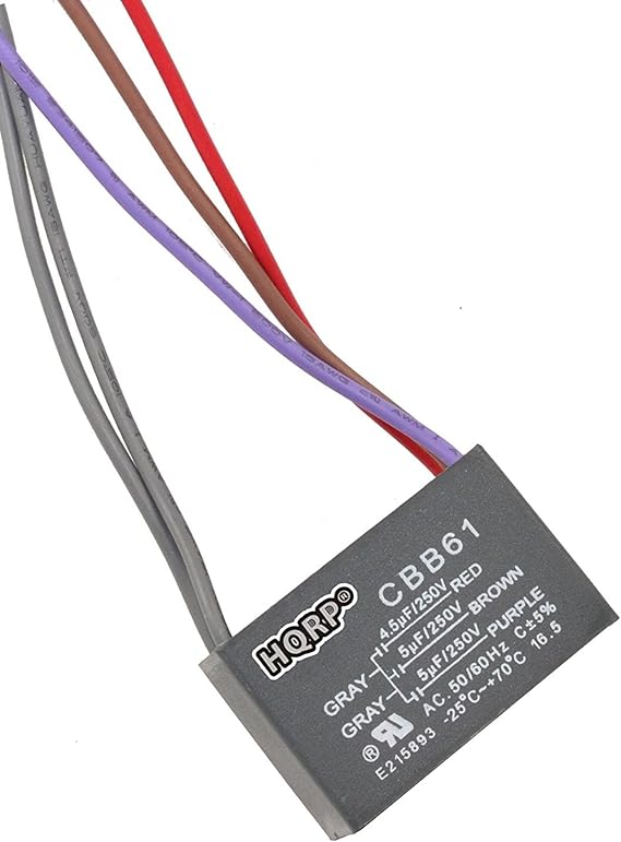 HQRP Capacitor compatible with Harbor Breeze Ceiling Fan CBB61 4.5uf 5uf 5uf 5-Wire UL Listed