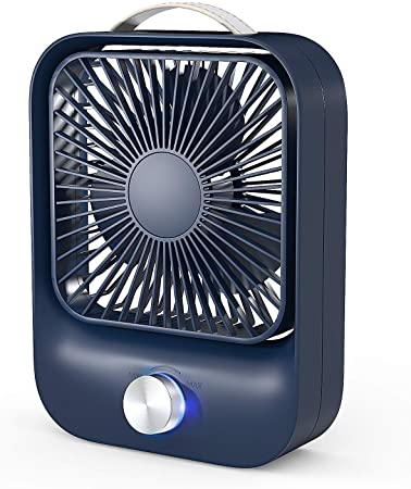 Jack & Rose Portable USB Fan，Small Personal Desk Fan, Quiet Mini Fan with Strong Airflow Operation Stepless Speed Regulating Fan for Home, Office, Travel, Camping (Dark blue)
