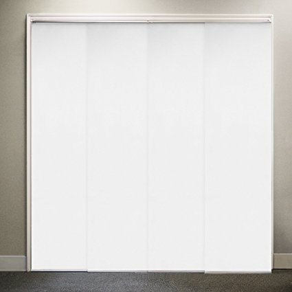 Chicology Adjustable Sliding Panel, Cordless Shade, Double Rail Track, Privacy Fabric, 80" x 96", Mountain Snow (White)