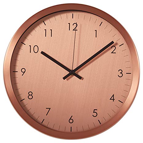 Rivet Retro Steel Clock, 12"H, Copper