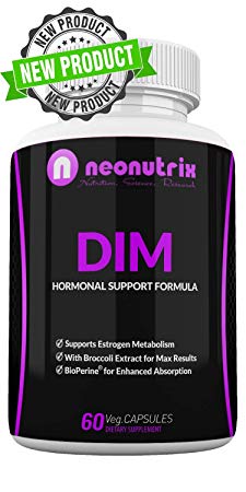 DIM Supplement with Bioperine for Menopause Relief, Hot Flashes & Hormonal Acne Treatment - Estrogen Balance Pills for Women - Infused with Broccoli & Calcium D Glucarate 60 DIM Capsules by Neonutrix