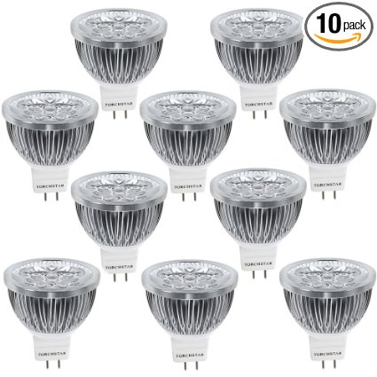 10-PACK 4W 12V Dimmable LED MR16 Light Bulb, 50W Halogen Replacement, 3200K Warm White LED MR16 Spotlight Bulb, 330Lm 60 Degree for Recessed, Track & Accent Lighting